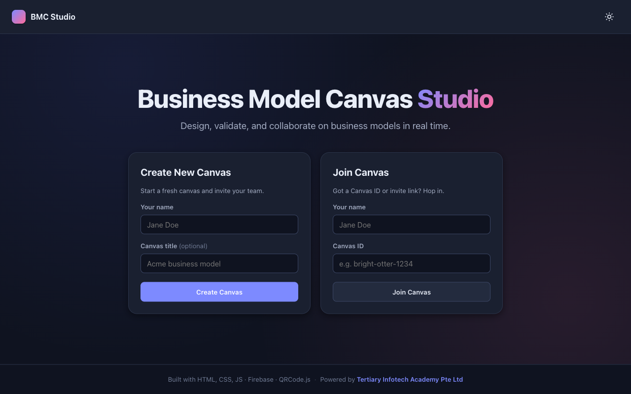 BMC Studio — live screenshot of the free Project Management tool