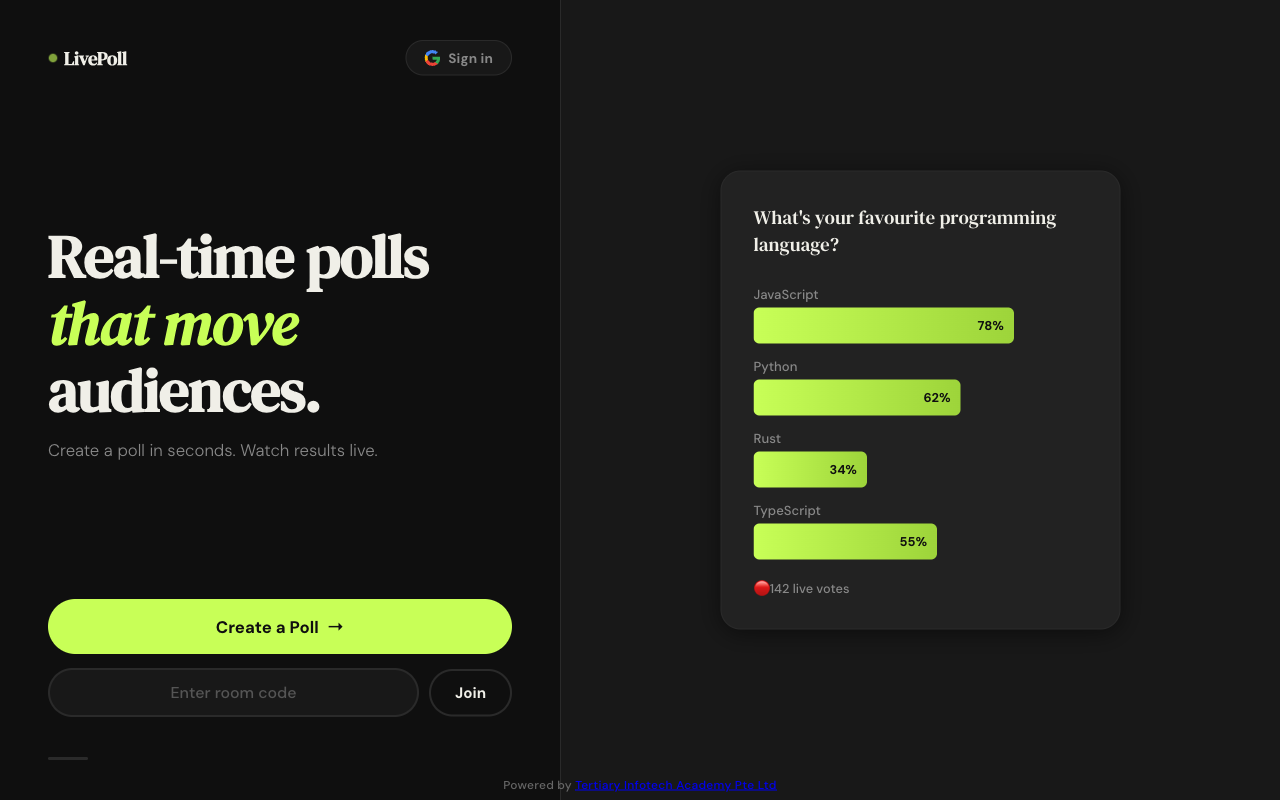 Live Poll screenshot