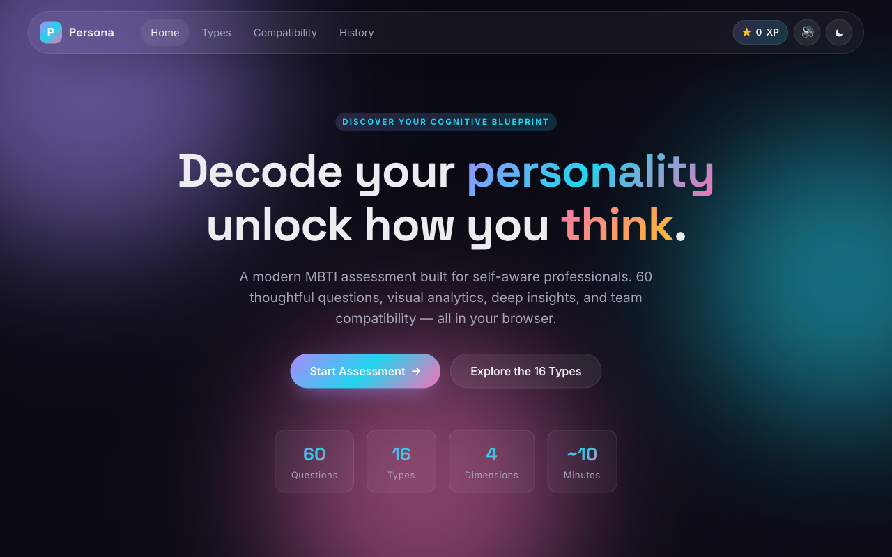 MBTI Assessment — live screenshot of the free HR & Interview tool
