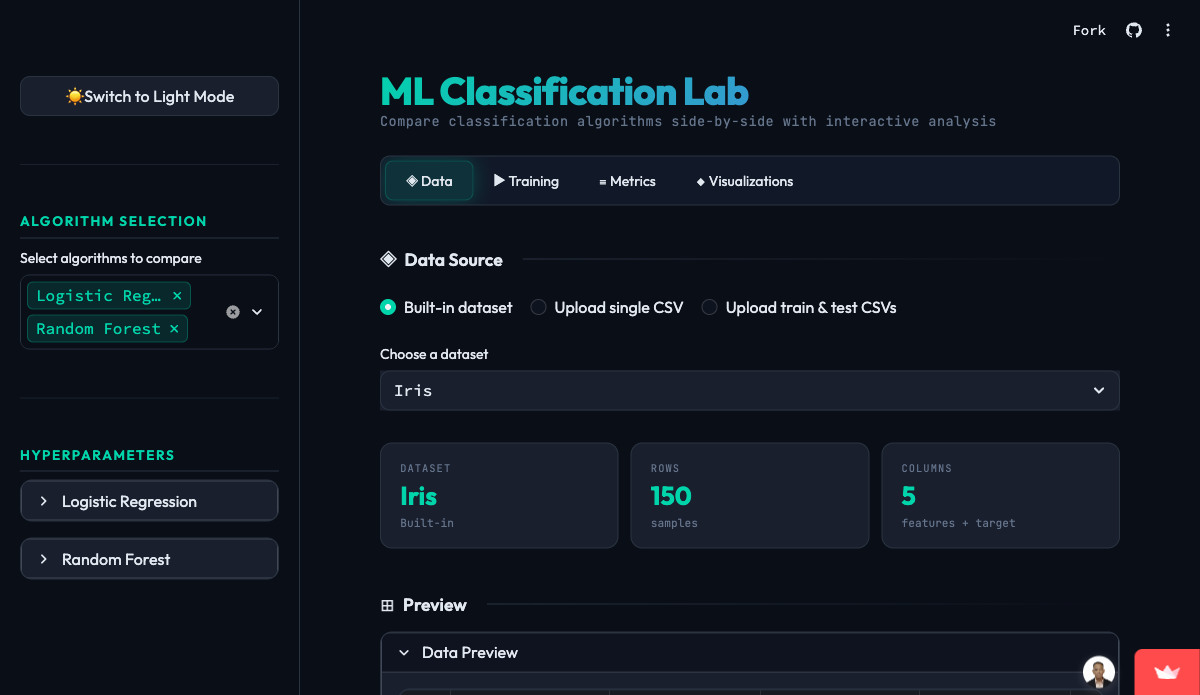 ML Classification screenshot