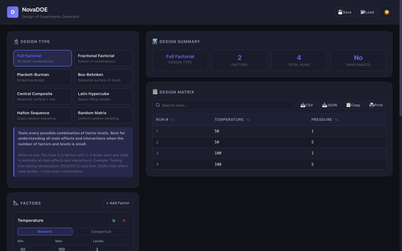 NovaDOE screenshot