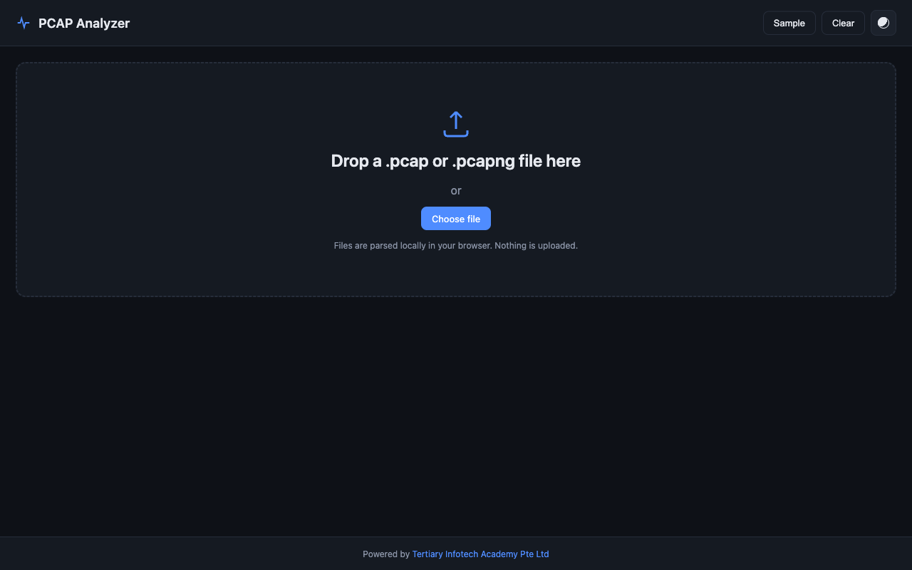 PCAP Analyzer — live screenshot of the free Networking tool